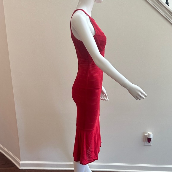 Stunning Herve Leger Red Midi Dress - Picture 5 of 9